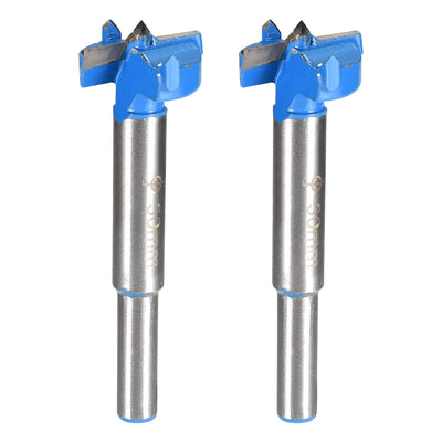 Uxcell Uxcell Forstner Wood Boring Drill Bit 19mm Dia. Hole Saw Carbide Alloy Tip Steel Round Shank Cutting for Woodworking Blue 2Pcs
