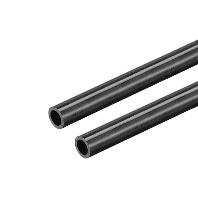 Harfington Uxcell Carbon Fiber Round Tube 6x4x500mm 3K Roll Wrapped Glossy for RC Airplane 2Pcs