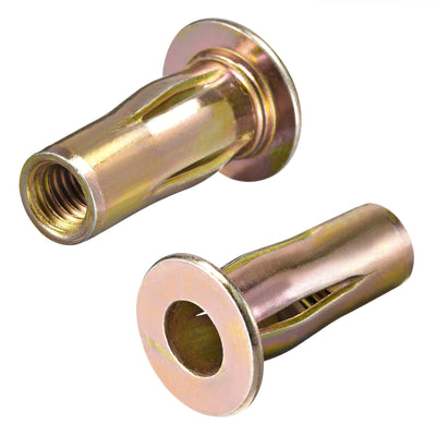 uxcell Uxcell Multi-Grip Rivet-Nut, Pre-Bulbed Shank Carbon Steel Color-Zinc-Plated for Anti-Rotation
